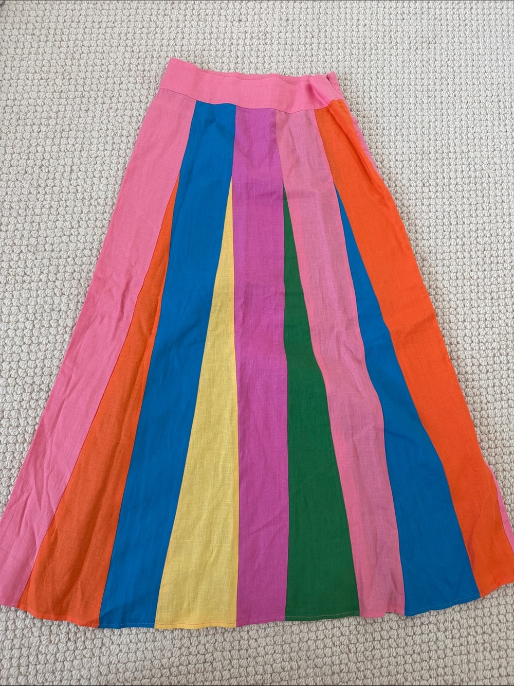 Multicolor Linen Striped Maxi Skirt - Picture 2 of 4